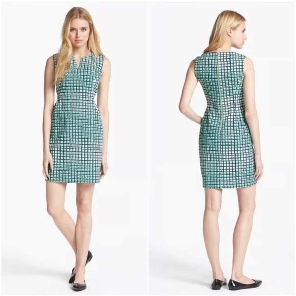 Kate Spade Samantha Green Checkered Sheath Dress size 2